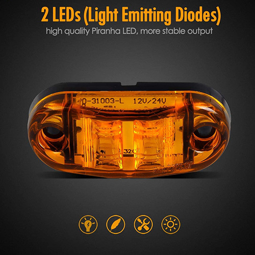 Luz de posición lateral ovalada de 2,5 "con luz de posición para remolque, luces de posición laterales para coche