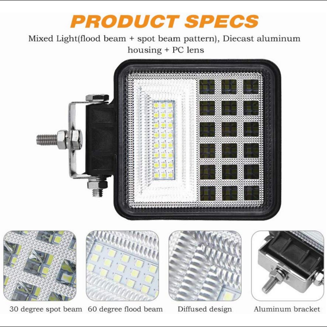 Luz de trabajo LED cuadrado de 48W para auto