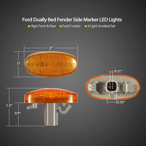 Luz de marcador lateral LED mini rectangular DC12