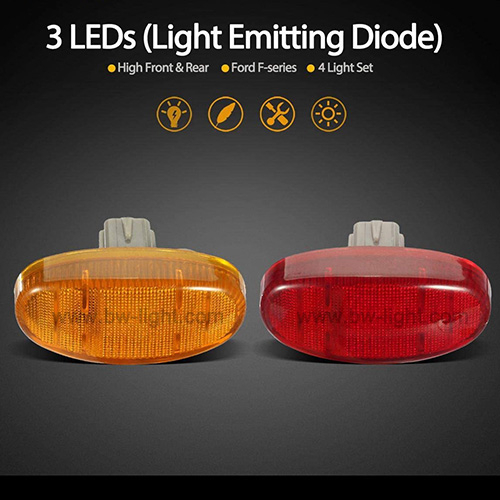 Luces de posición laterales LED ovaladas amarillas de 12V